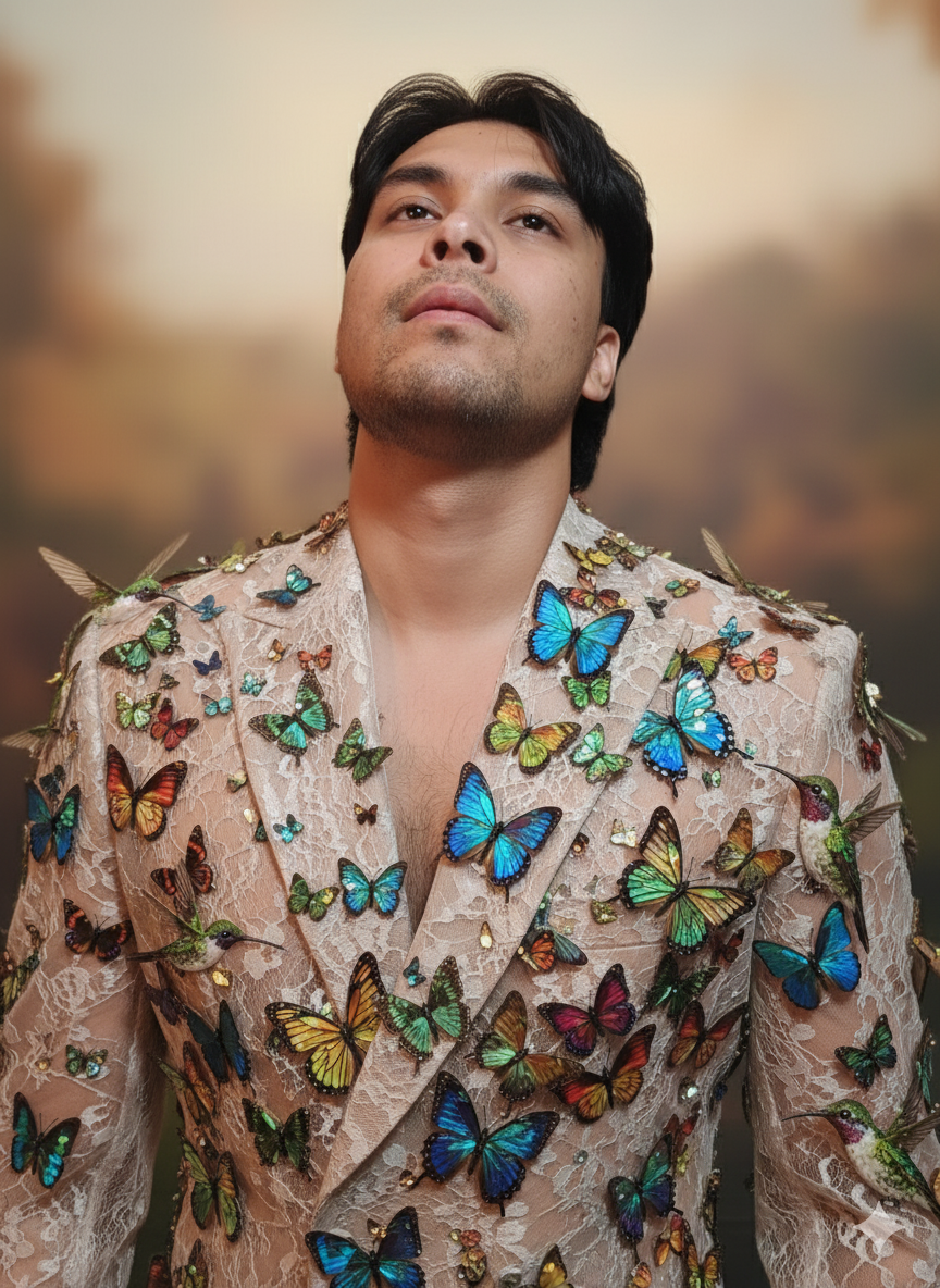 Bicky Adhikari butterfly jacket